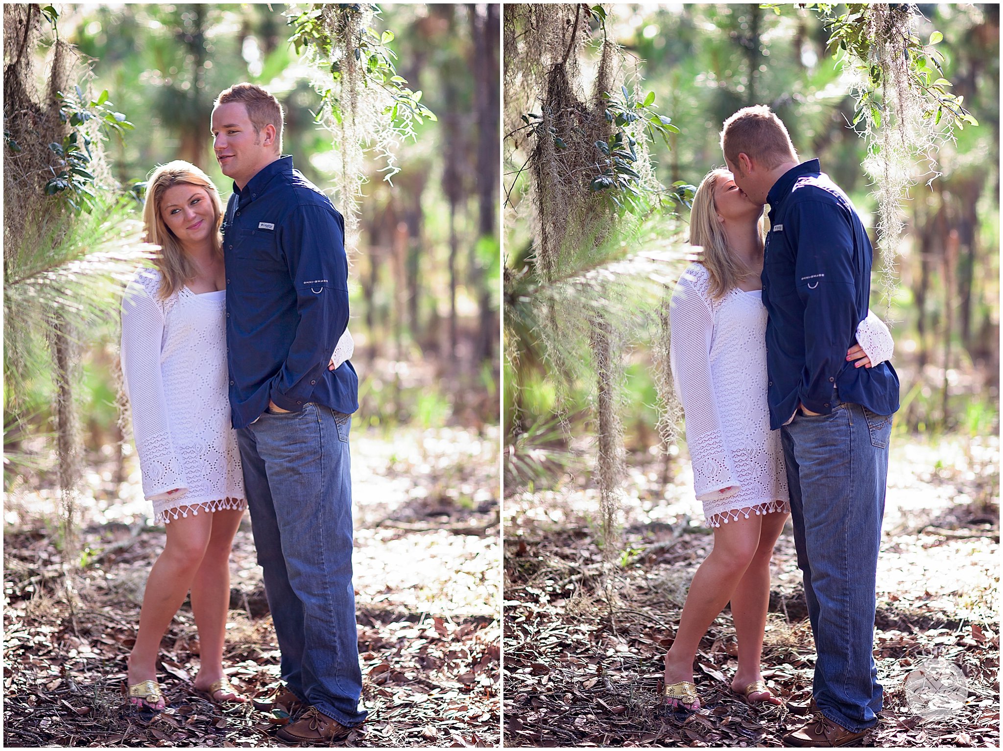 Bride and groom kissing at Moss Park Engagement Session