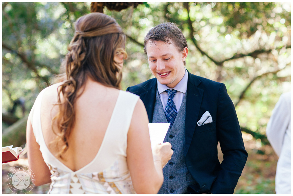 Groom listening to Bride