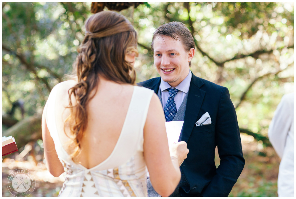 Groom listening to Bride