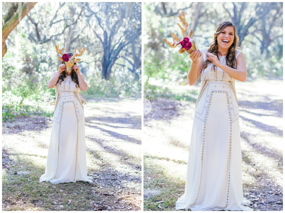 Bride having a great time taking some solo pictures.