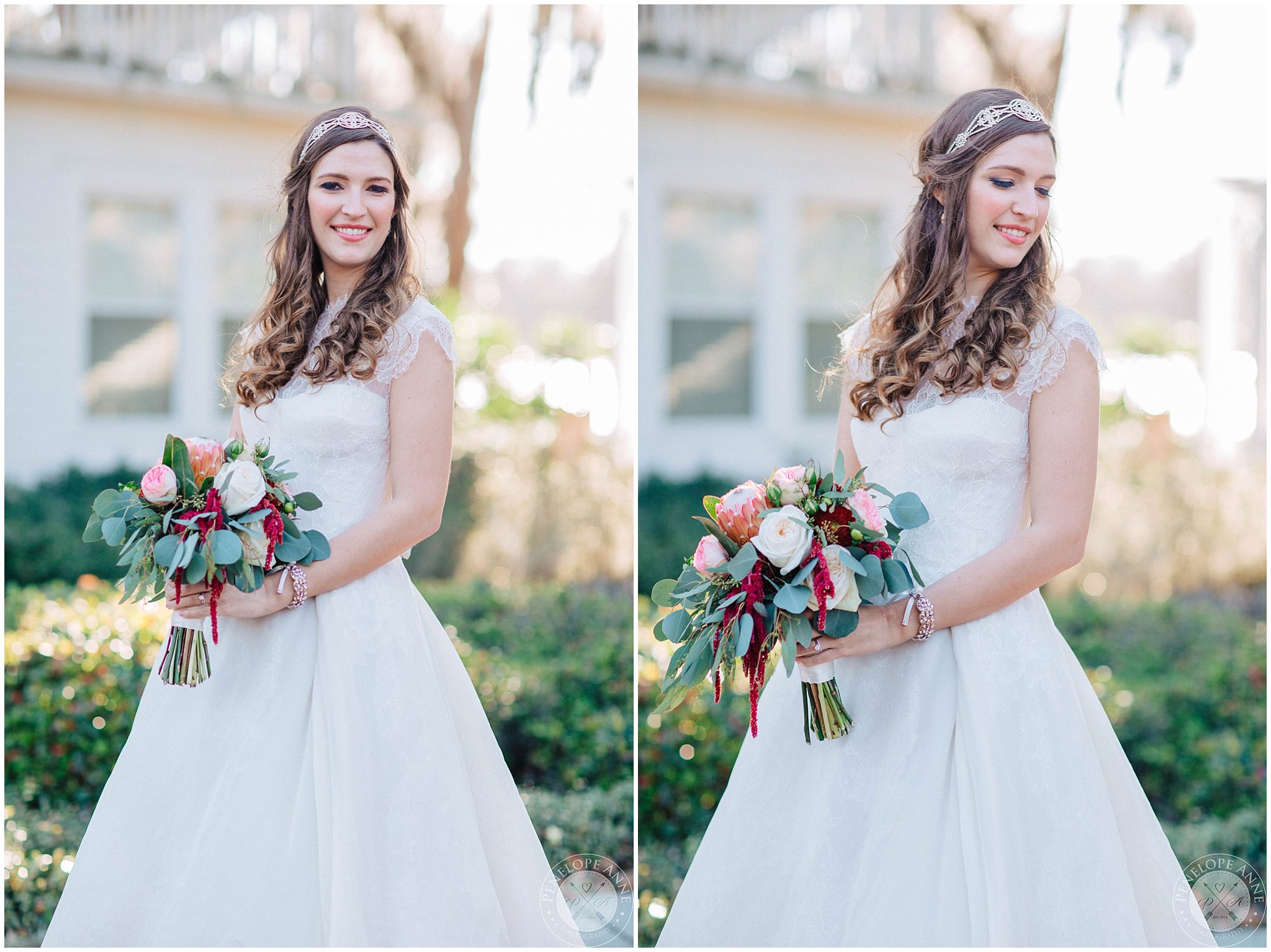 Bride on her wedding day at the cypress grove estate house