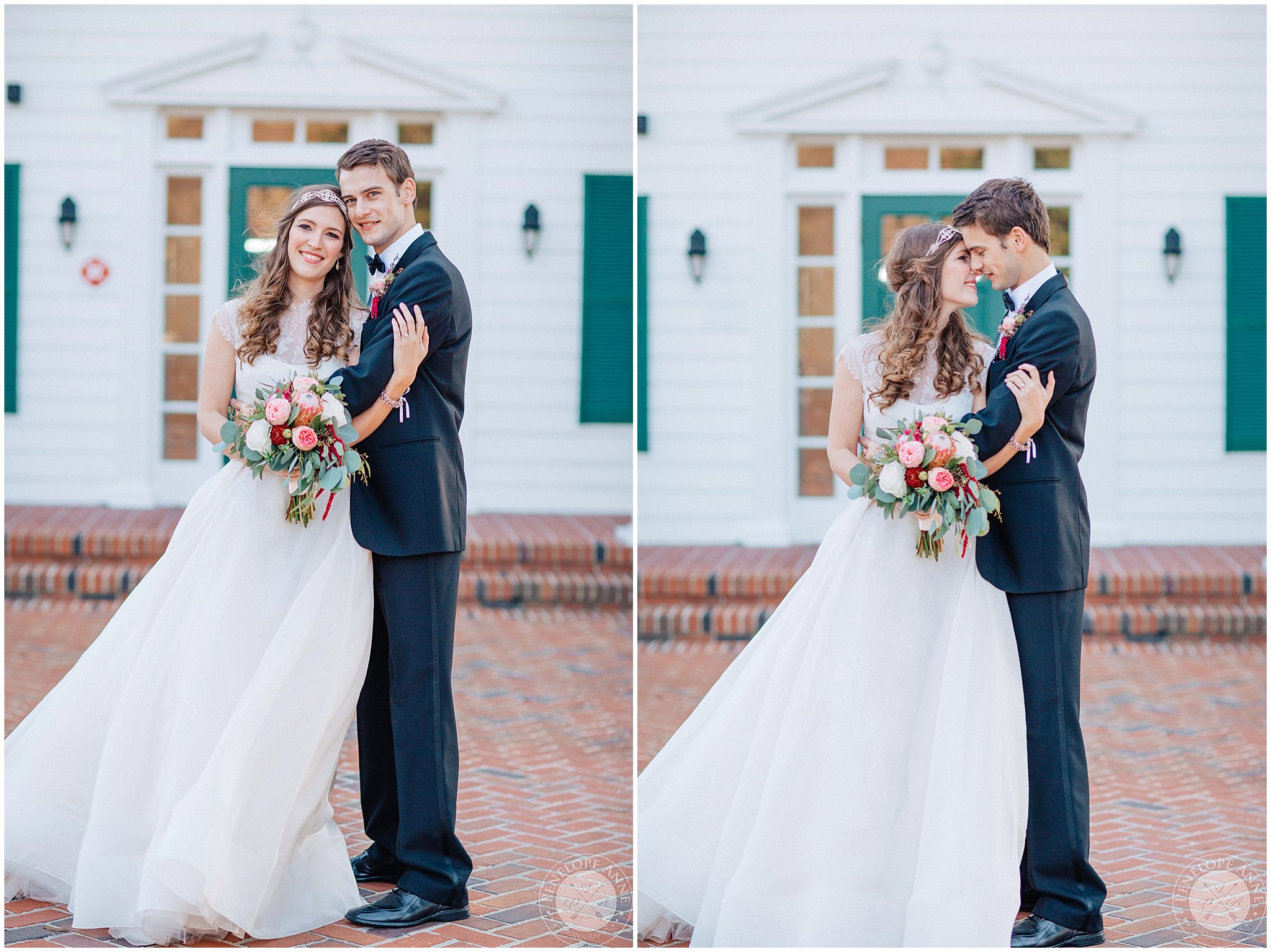 Bridal portraits in front of the cypress grove estate house