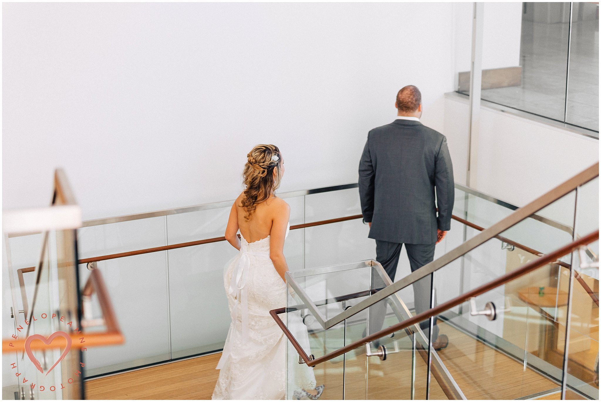 bride and groom first look