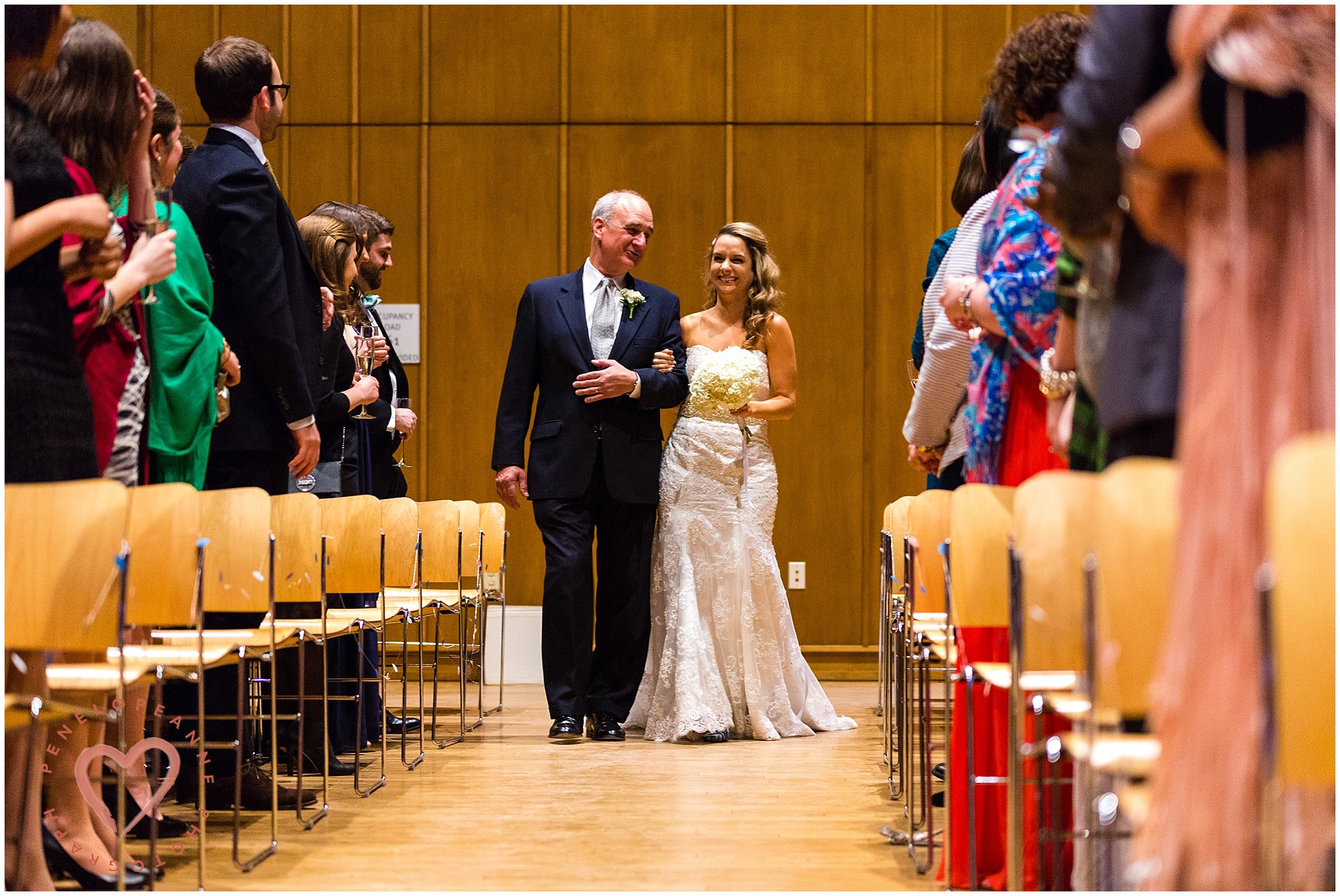 Bride walking down the aisle at destination wedding