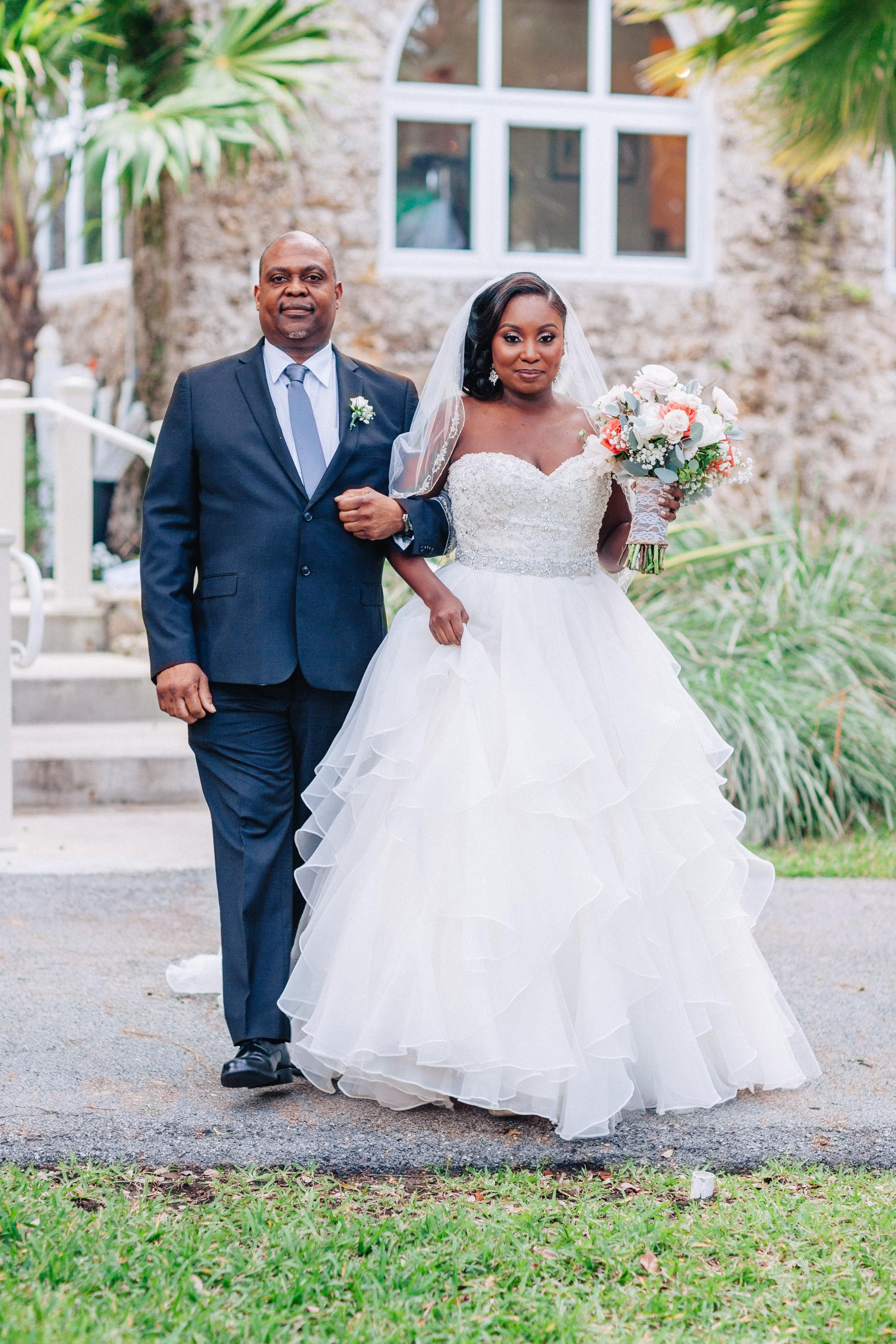 Bride and Uncle walking to altar