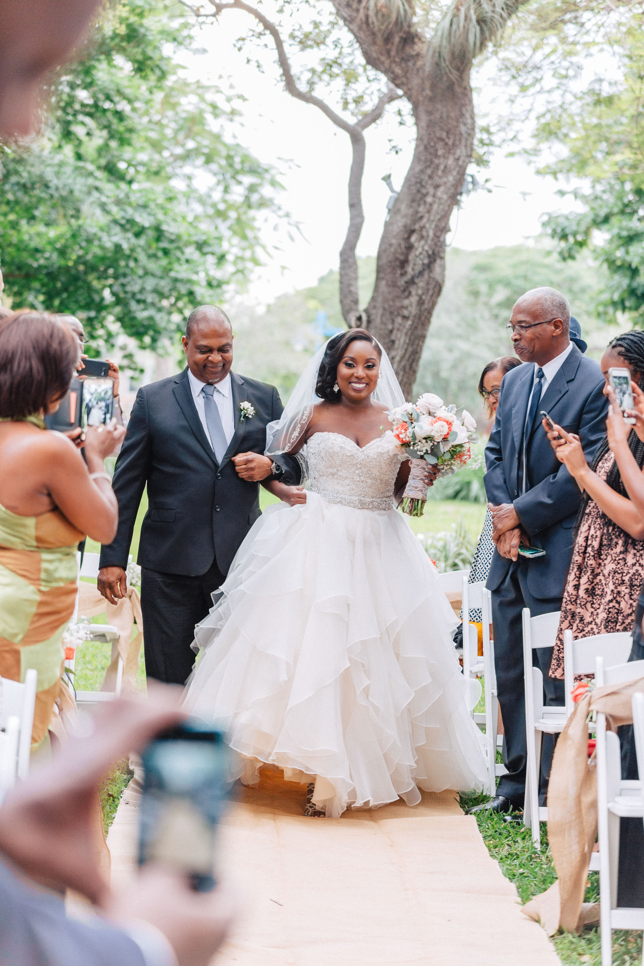 bride walking towards groom