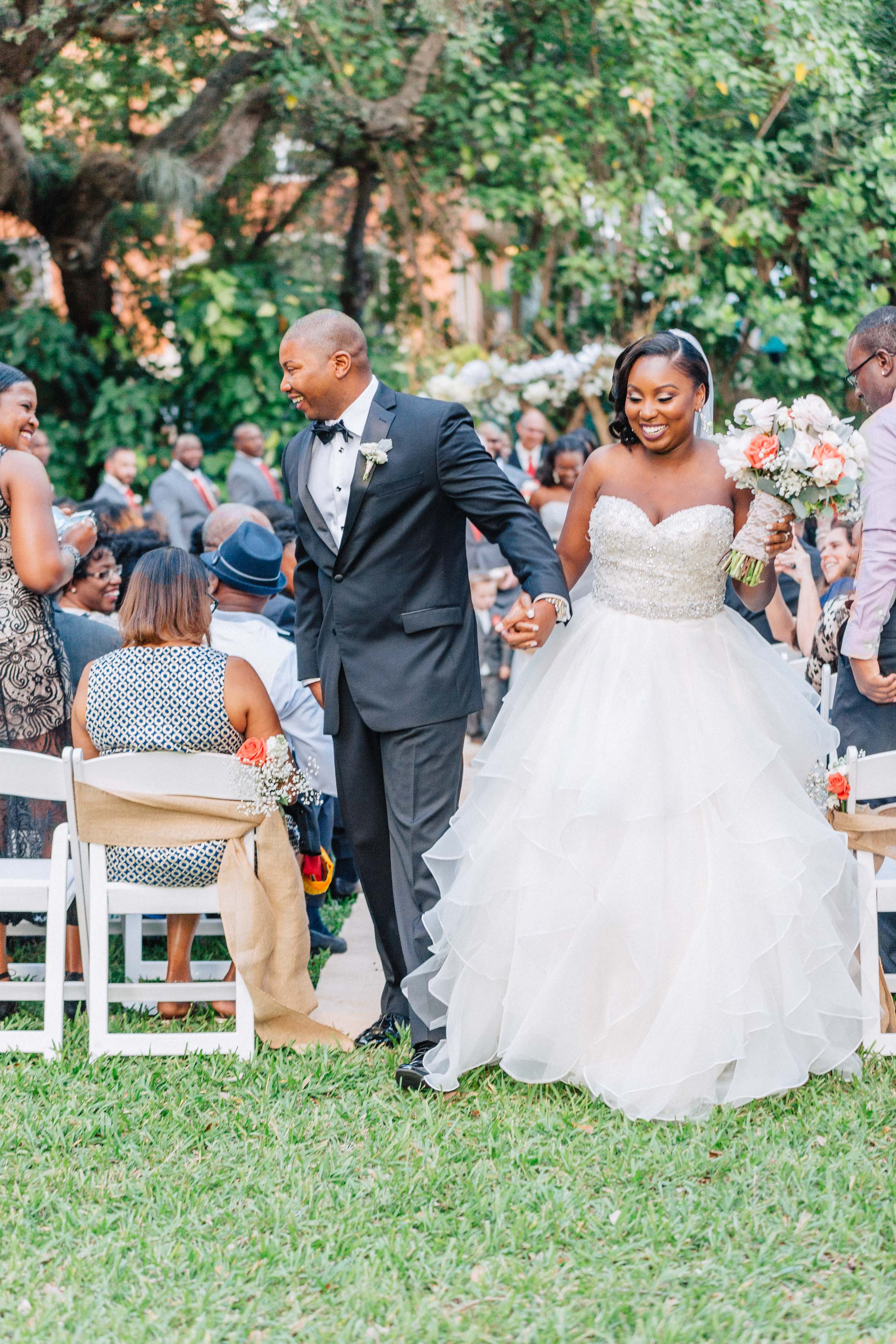 bride and groom after ceremony