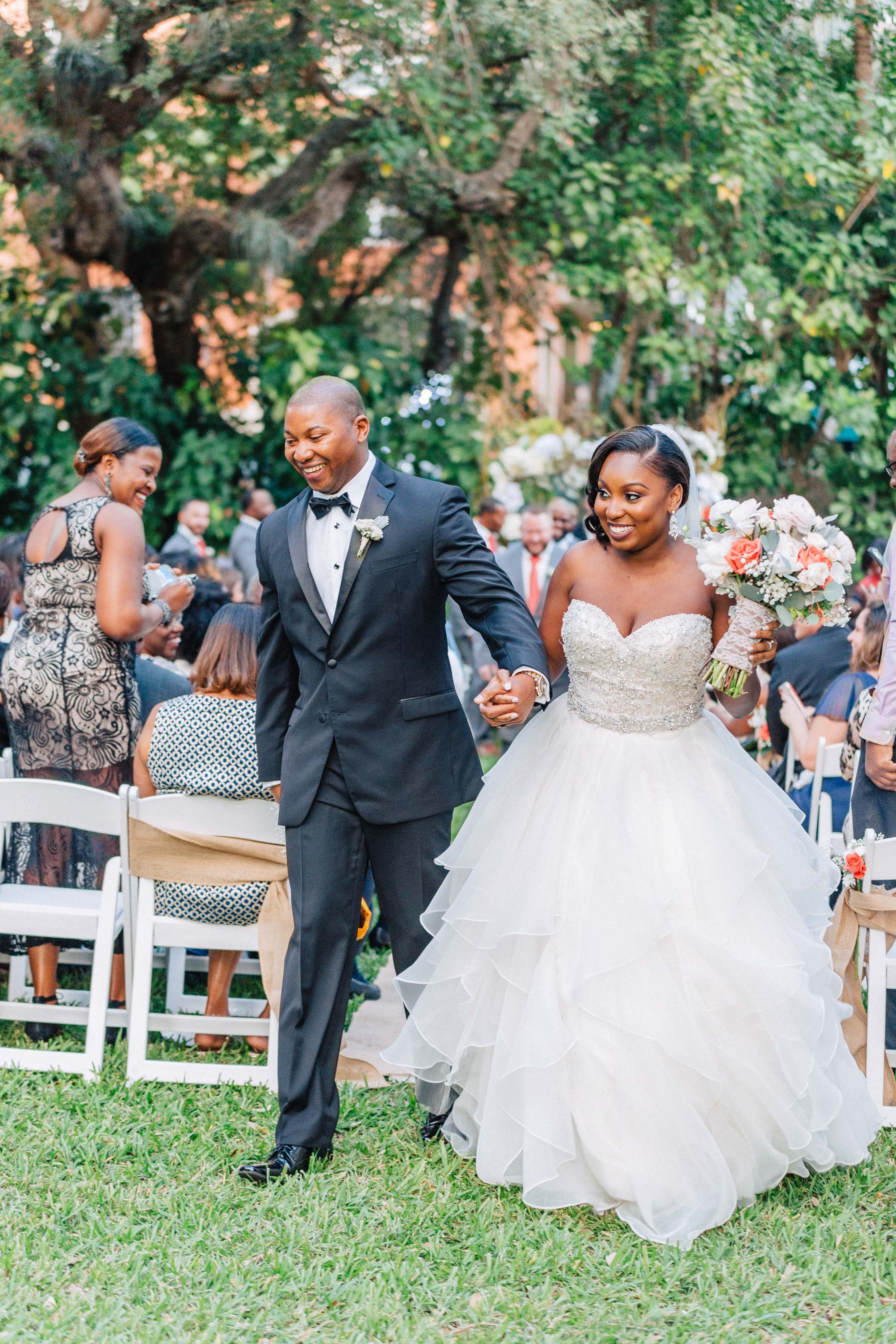 bride and groom after ceremony