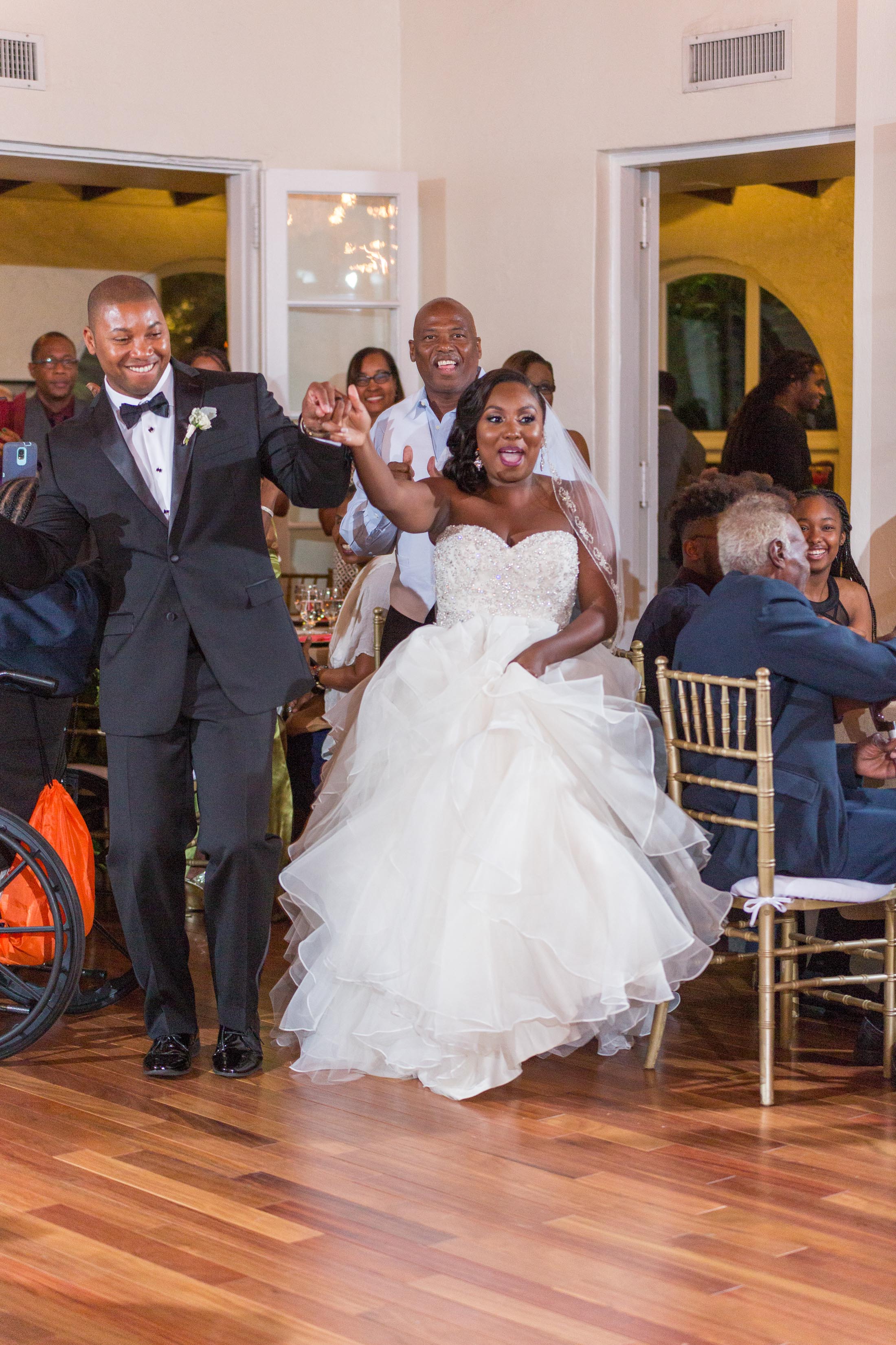 bride and groom at reception